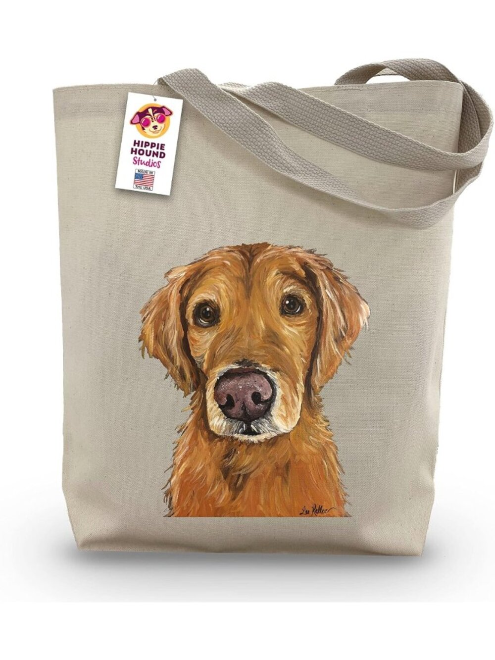 Cute Golden Retriever Tote Bag - Handmade Canvas Shopper - Perfect Gift for Dog